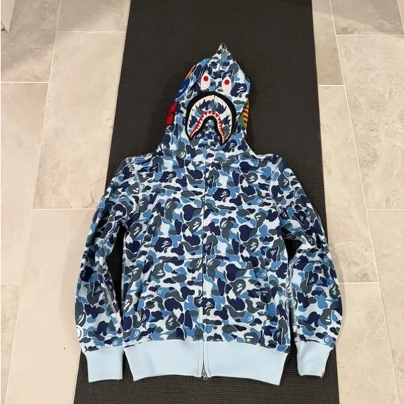 Bape Blue Camouflage Zip Up Sweater
